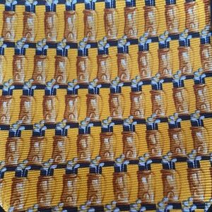 Richel Vintage Brocade Spanish Silk Golf Themed Gold YellowTie
